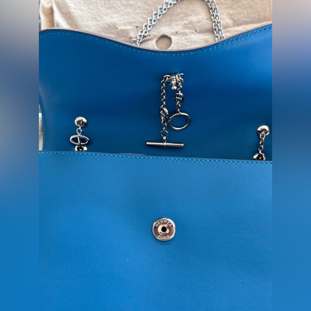 Rare Hermès Catenina Bag In Bleu de Galice S7 Swift Palladium Hardware - Picture 8 of 13